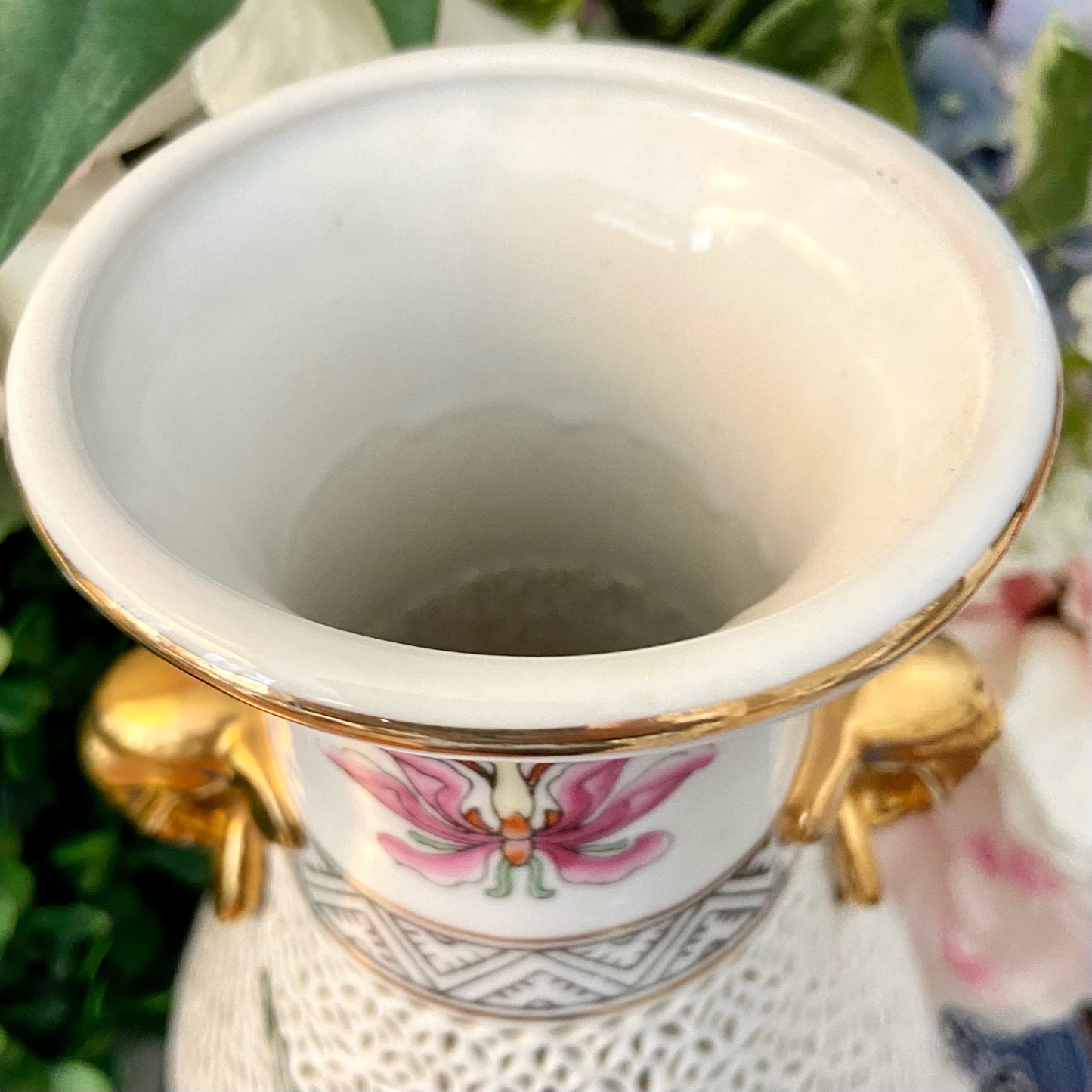 Vintage Blanc de chine chinoiserie porcelain vase.