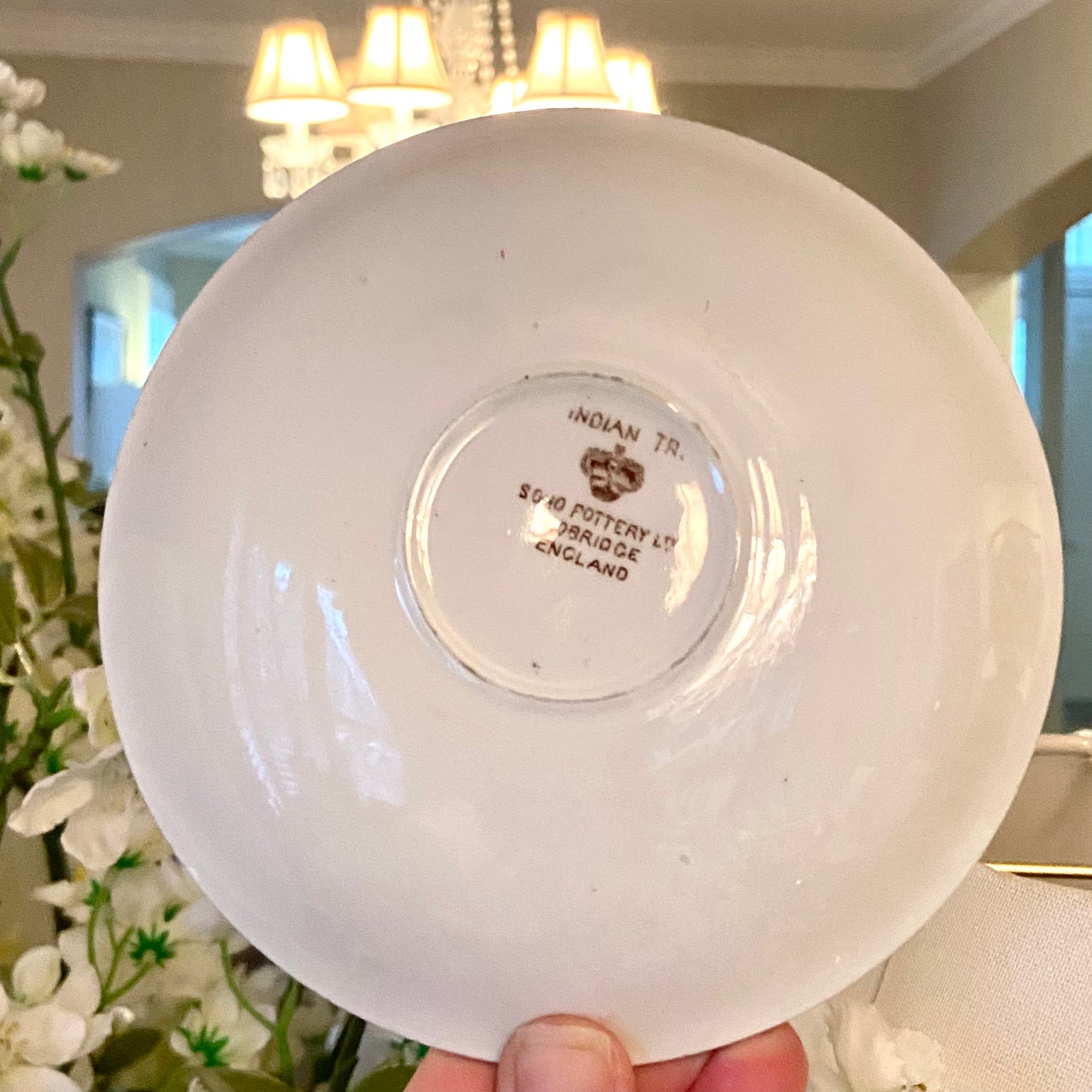 Older vintage Indian tree trinket dish porcelain saucer (sold seperate) - Pristine!