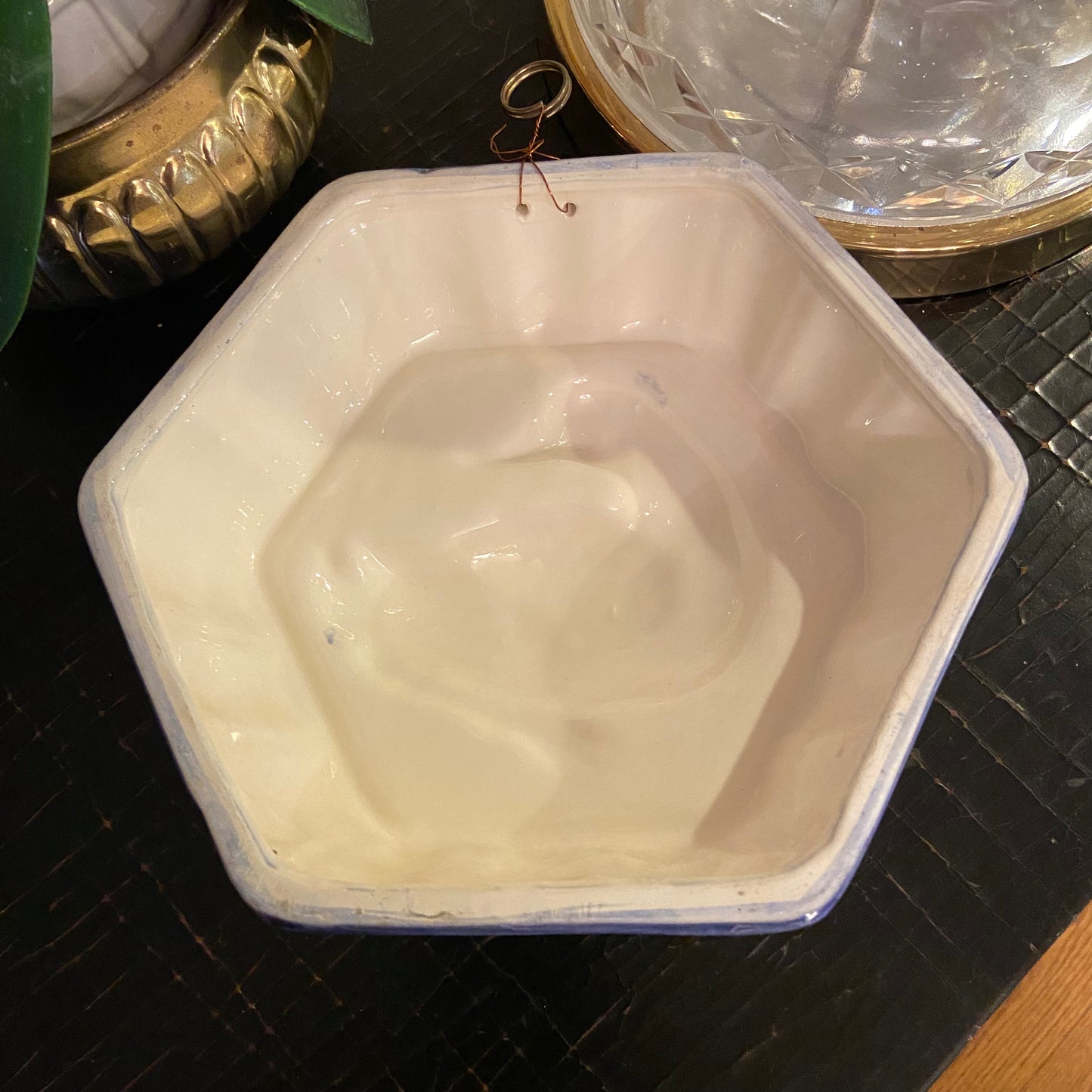 vintage blue and white mallard duck wall plaque