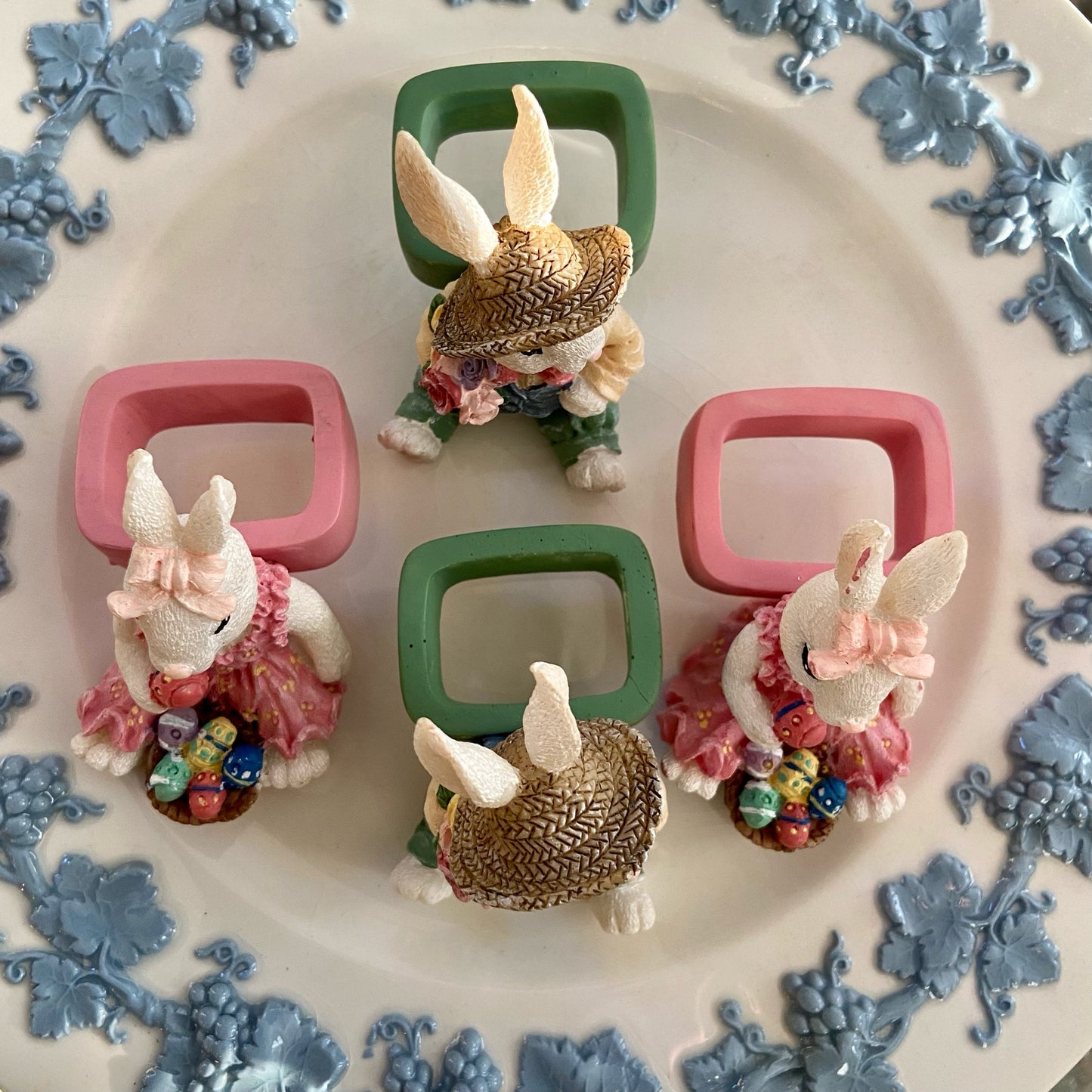 Set of 4 whimsical bunny napkin holders