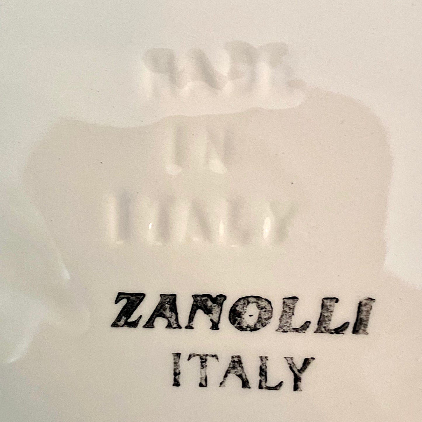 Whimsical vintage porcelain blue and white fish plate by Italian design Zanolli