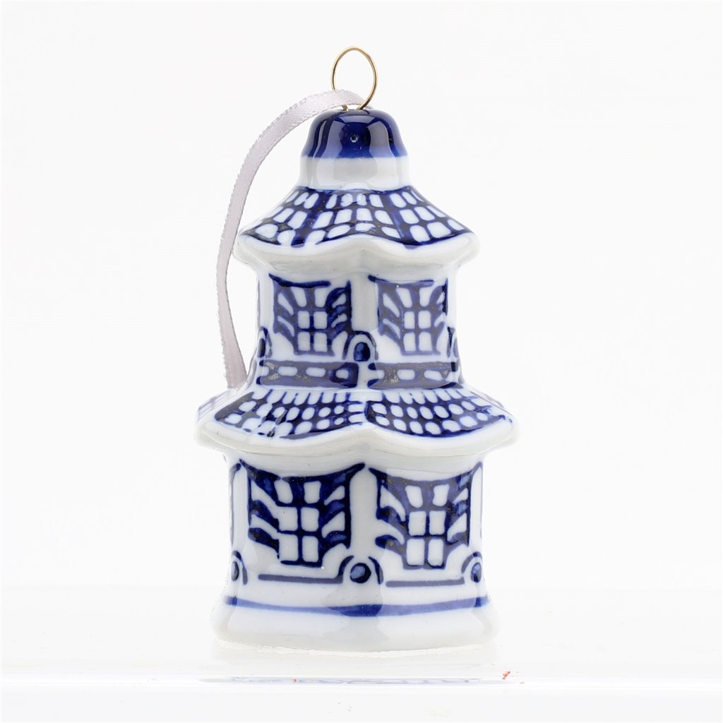 Pre-Sale Blue & White Chinoiserie Glass Ornament Set (6)