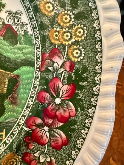 RARE Copeland Spode “Tower” Dinner Plate Green Multi-Color | Dated March 1928