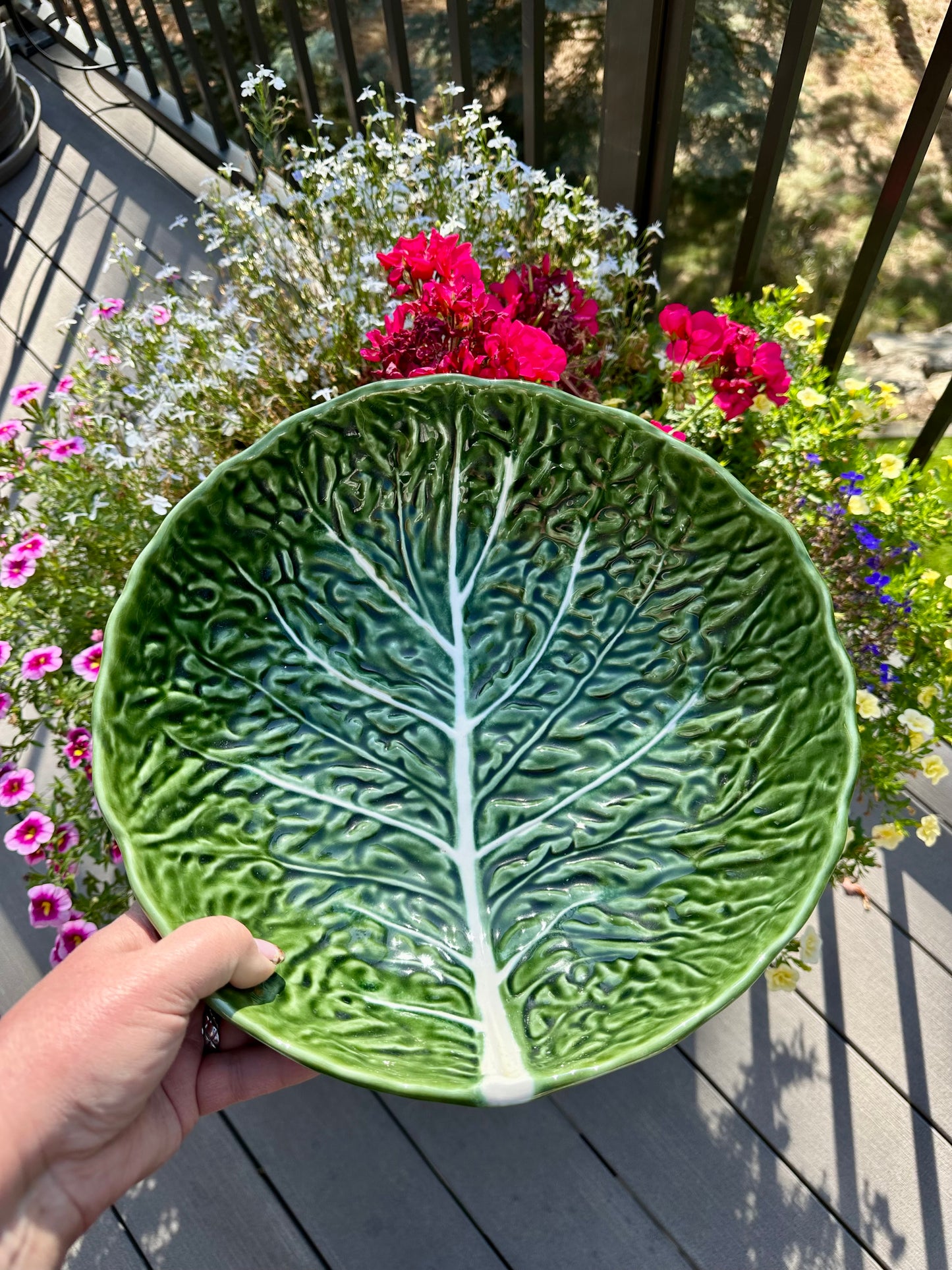 Olfaire Large Green Cabbage Salad Serving Bowl, Made in Portugal, 11.5"