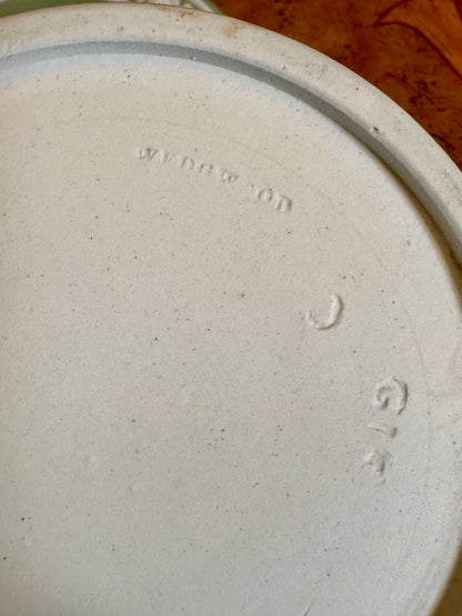 19th Century Antique Wedgwood Jasper Dip "Pomade" Lidded Box in Sage Green