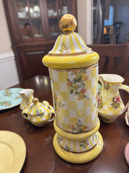 Vintage Mackenzie Childs Dandy Lion 17 1/4” tall lidded canister!