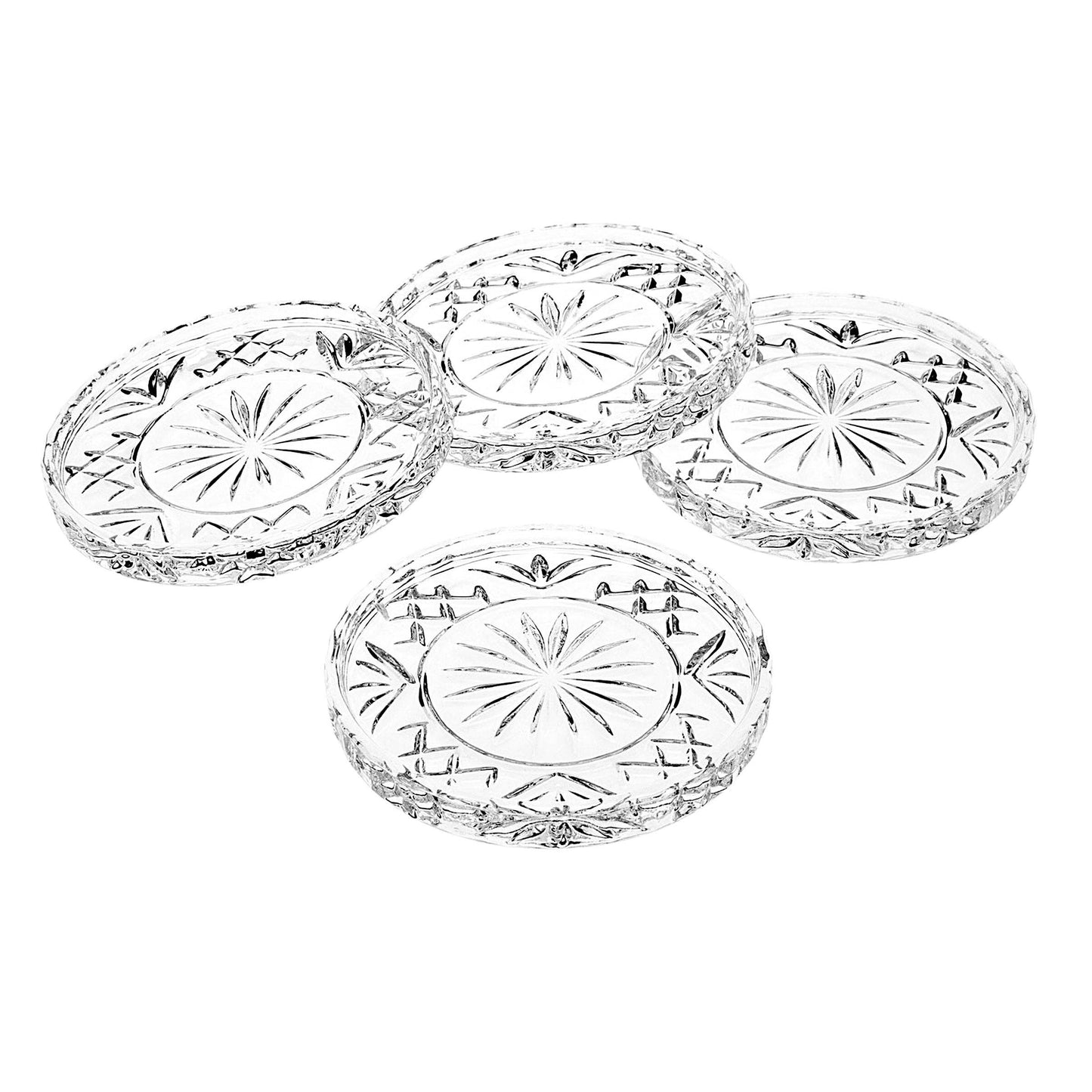 Dublin Crystal Coaster Set – Cut Glass Unleaded Crystal Coasters, 4” Classic Entertaining Set