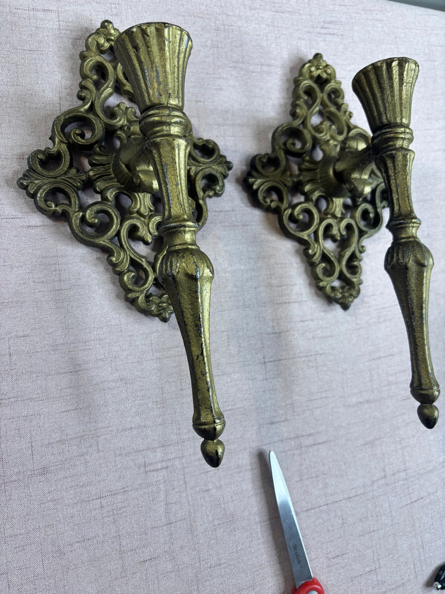 Lovely cast metal wall sconces pair!