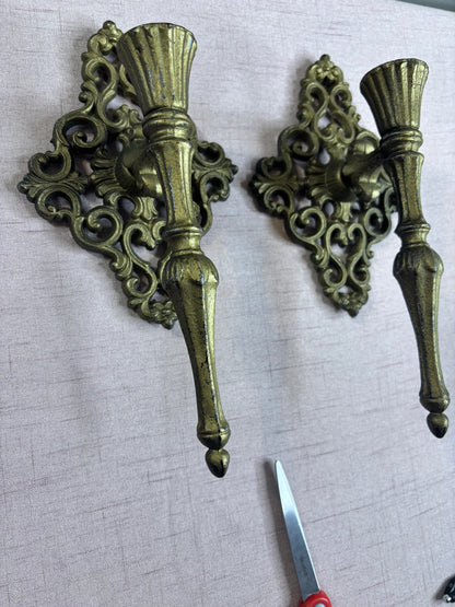 Lovely cast metal wall sconces pair!