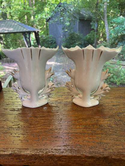 Lovely Vista Alegre floral and gold vases pair!