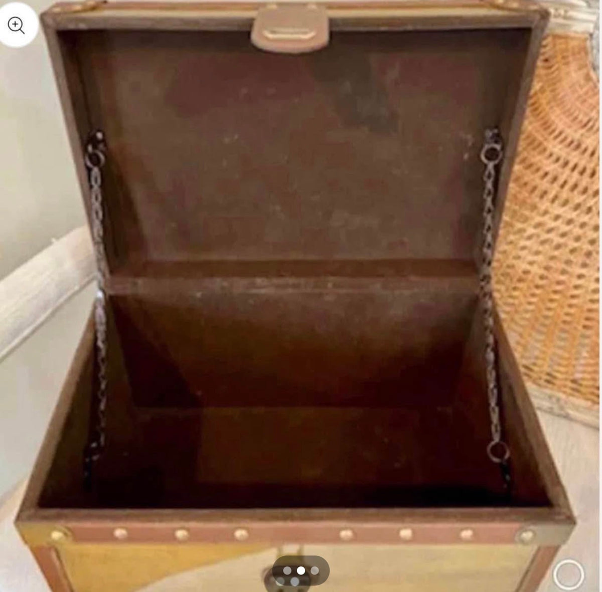 Vintage storage chest with leather & brass hardware