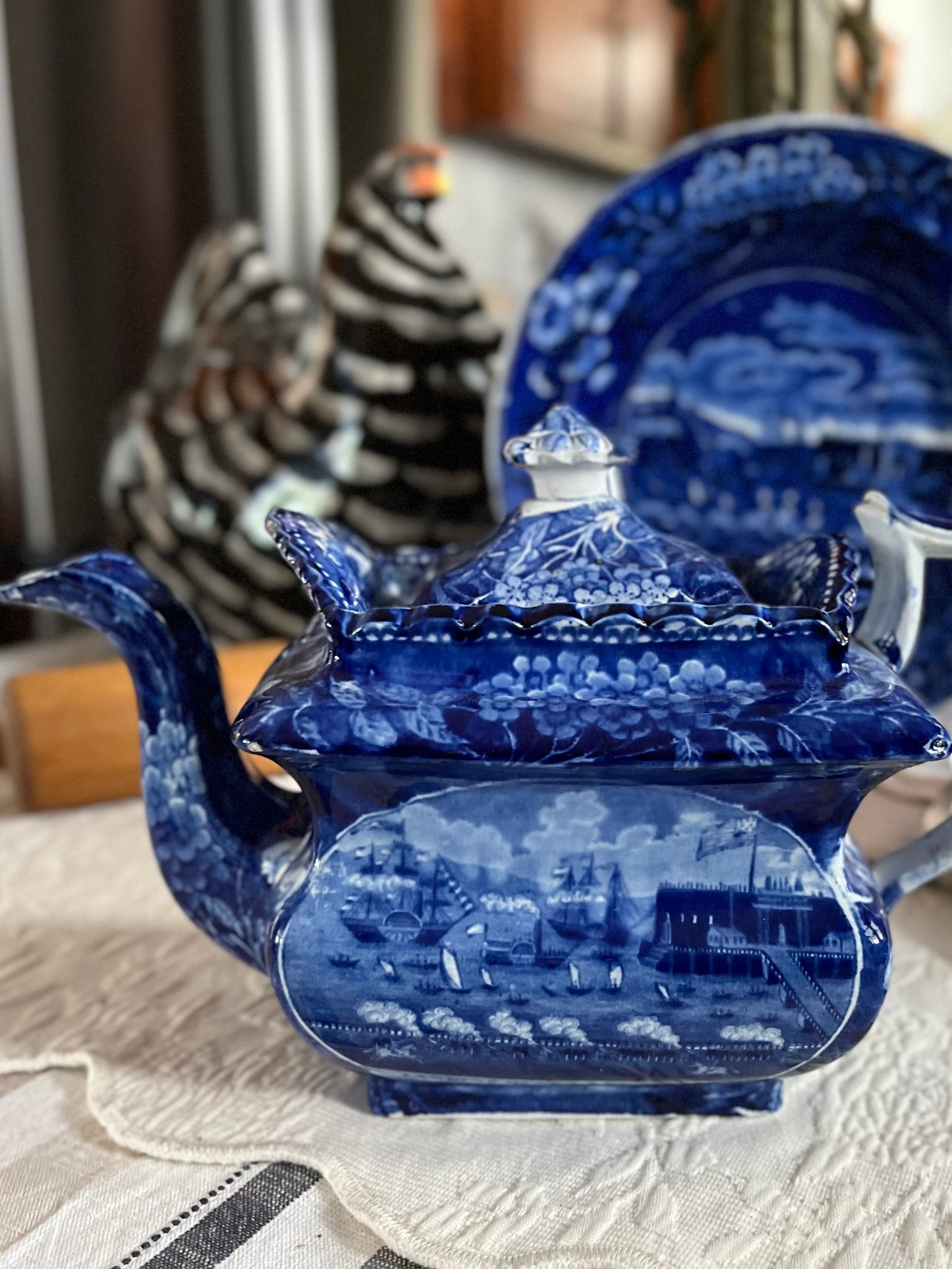 RESERVED - MOLLIE - Live 08/04 Rare Clews “Landing of General Lafayette” Teapot | Warranted Impressed Mark by | Circa 1825 Mint Condition - Estate Collection