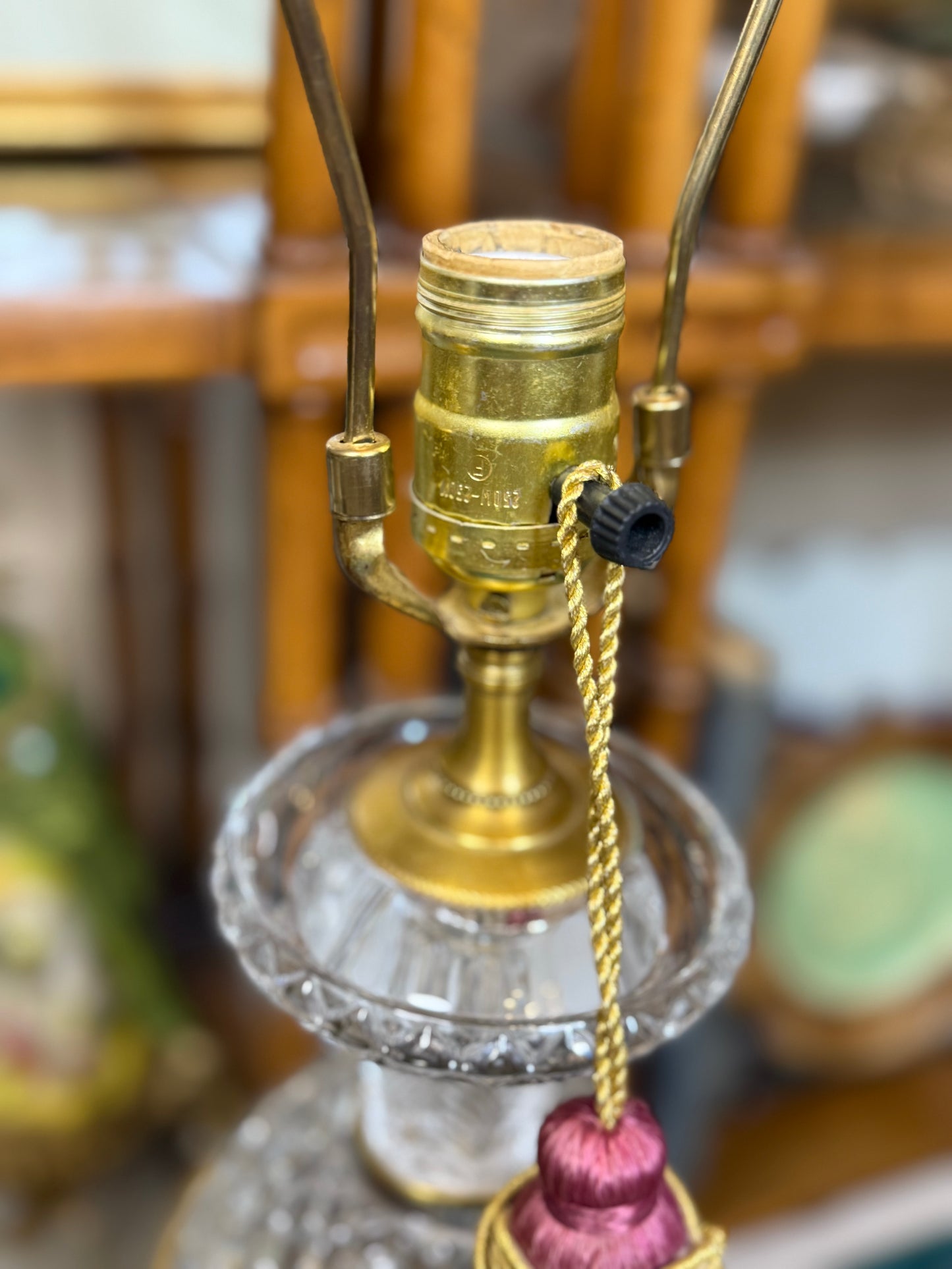 Pair of Vintage Paul Hanson Crystal & Brass Lamps | 33″ Tall - Excellent!