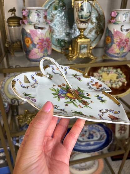 Godinger and Co. leaf dish with handle featuring butterflies!