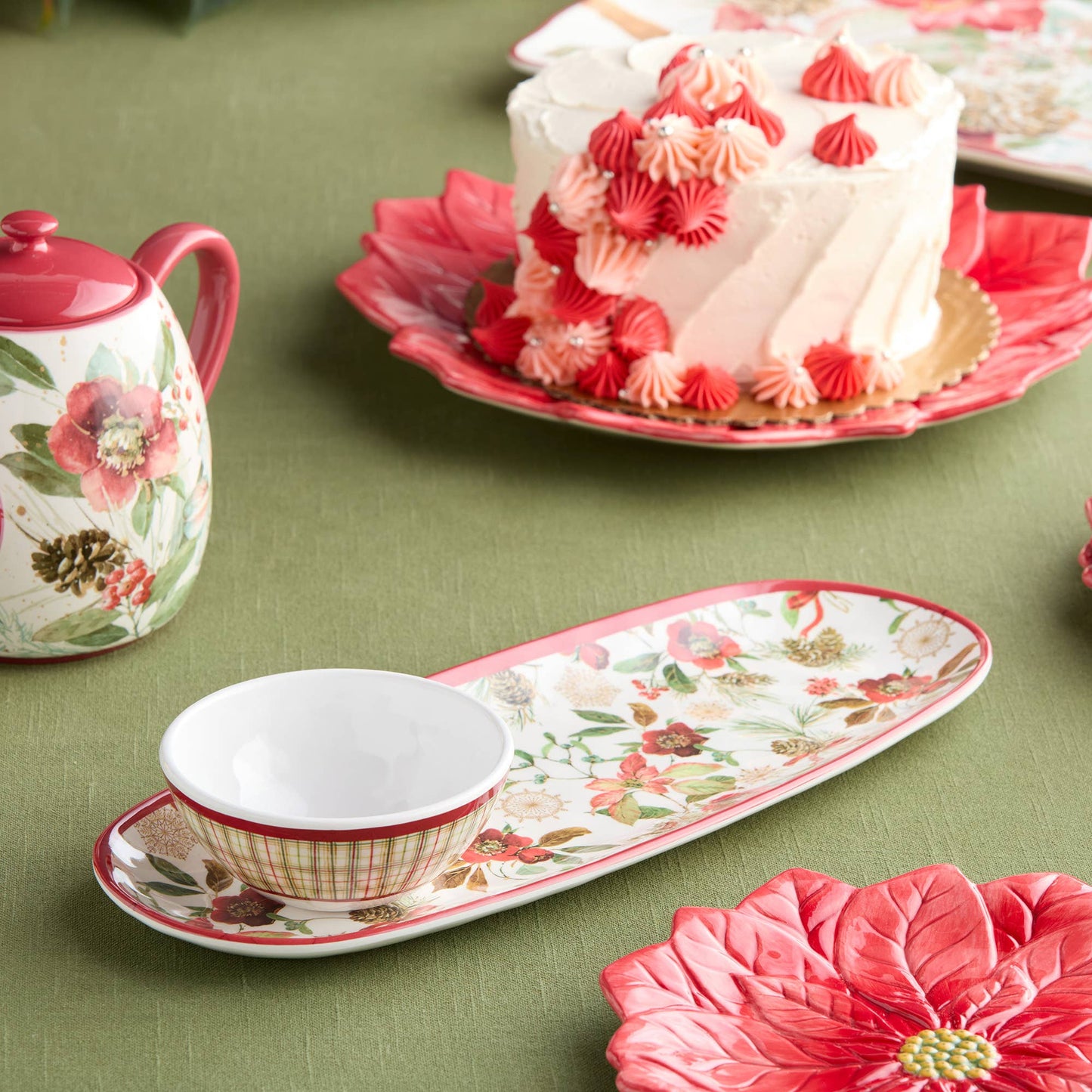 Winter Blooms Red Poinsettia Charger/Platter | 13" D