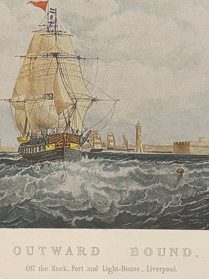 Rare Set of 2 custom antique engraving artwork "OUTWARD & HOMEWARD BOUND" by S. Walters