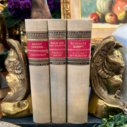 Classic set of 3 vintage books in chic ivory, red & gold 8 in