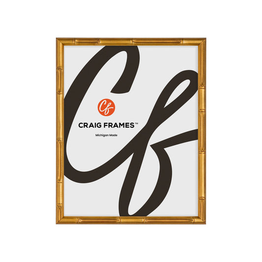 11x14 Picture Frame, Vintage Bamboo Vintage Gold, Assembled
