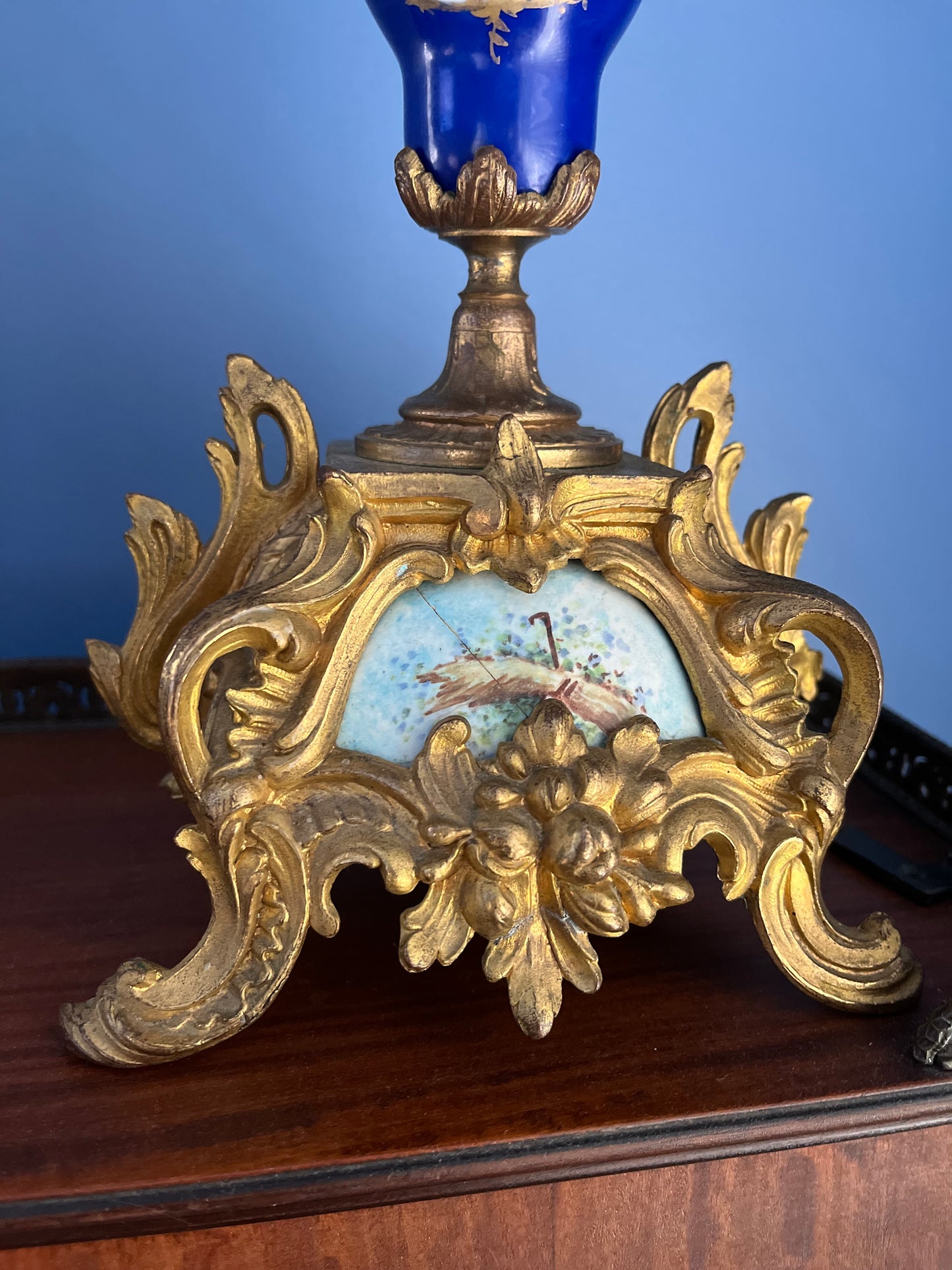 Stunning Pair Of 19th C French Sevres Style Porcelain Gilded 4 Arm Candelabra - Repaired Priced Accordingly Display Beautifully