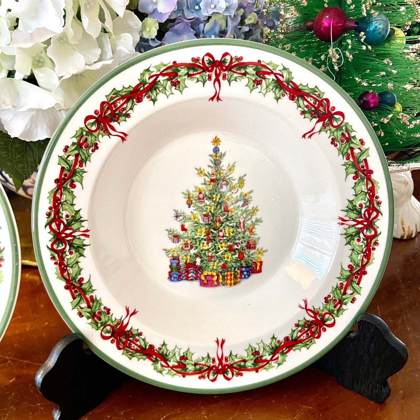 Set of 2 Christopher Radko “Holiday Traditions” christmas tree bowls serving dish