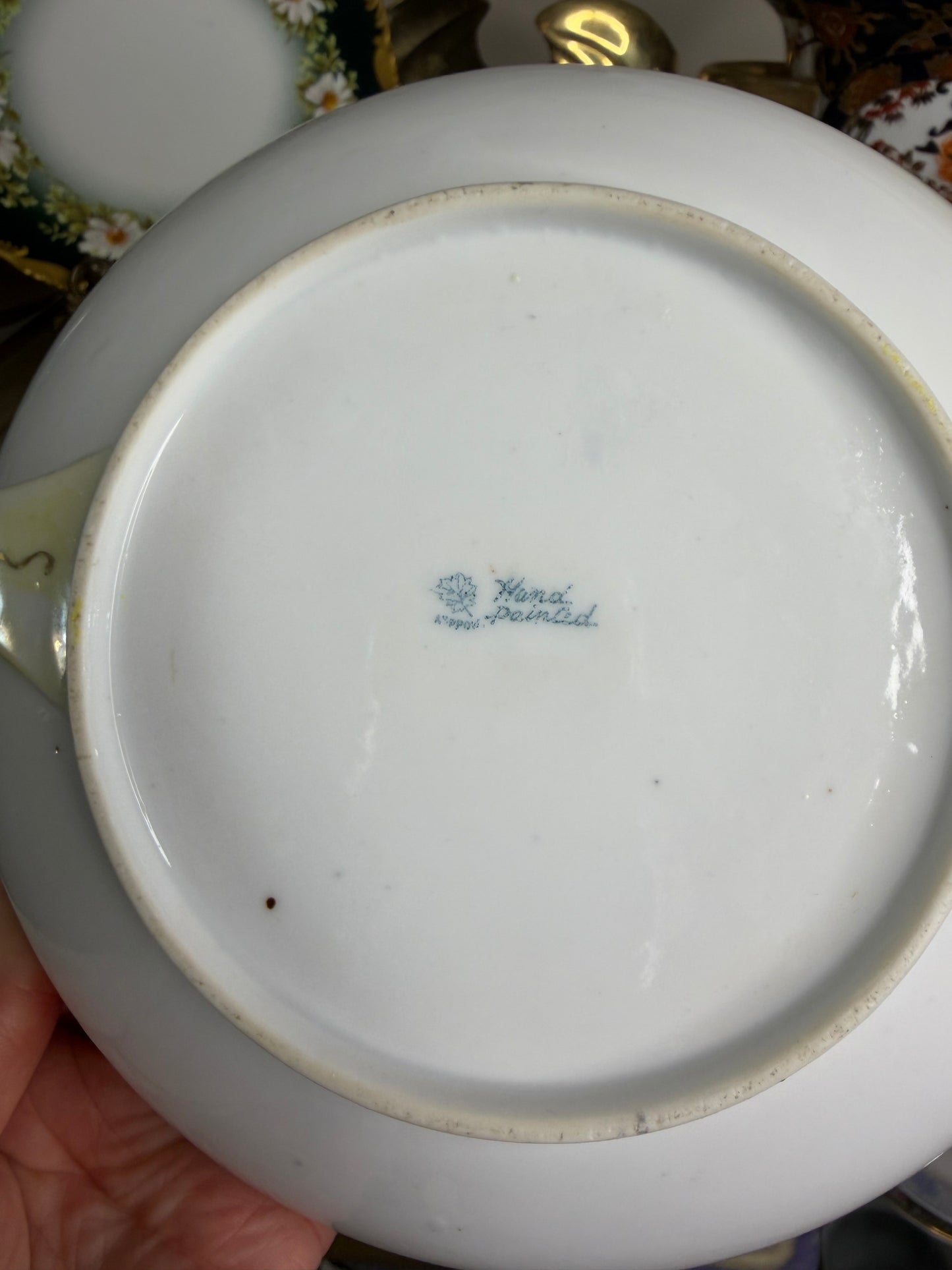 Antique Nippon handpainted floral bowl with handles!