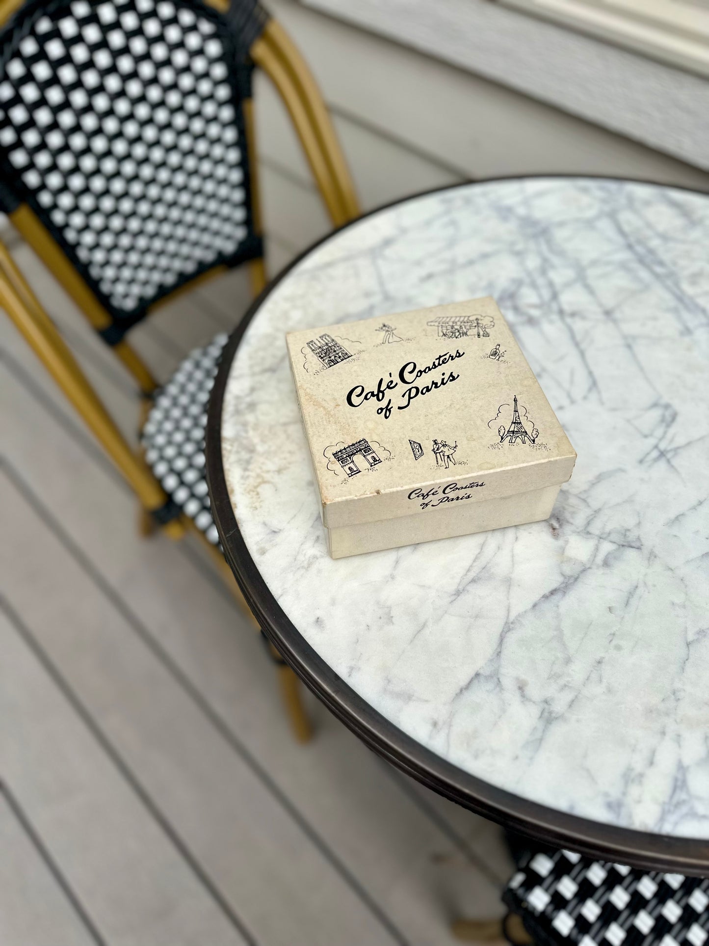 Vintage French Café Price Saucers (Tipping Plates) by Louis Lourioux for Le Faune | Complete Set of 6 with Original Box, circa 1940-1970