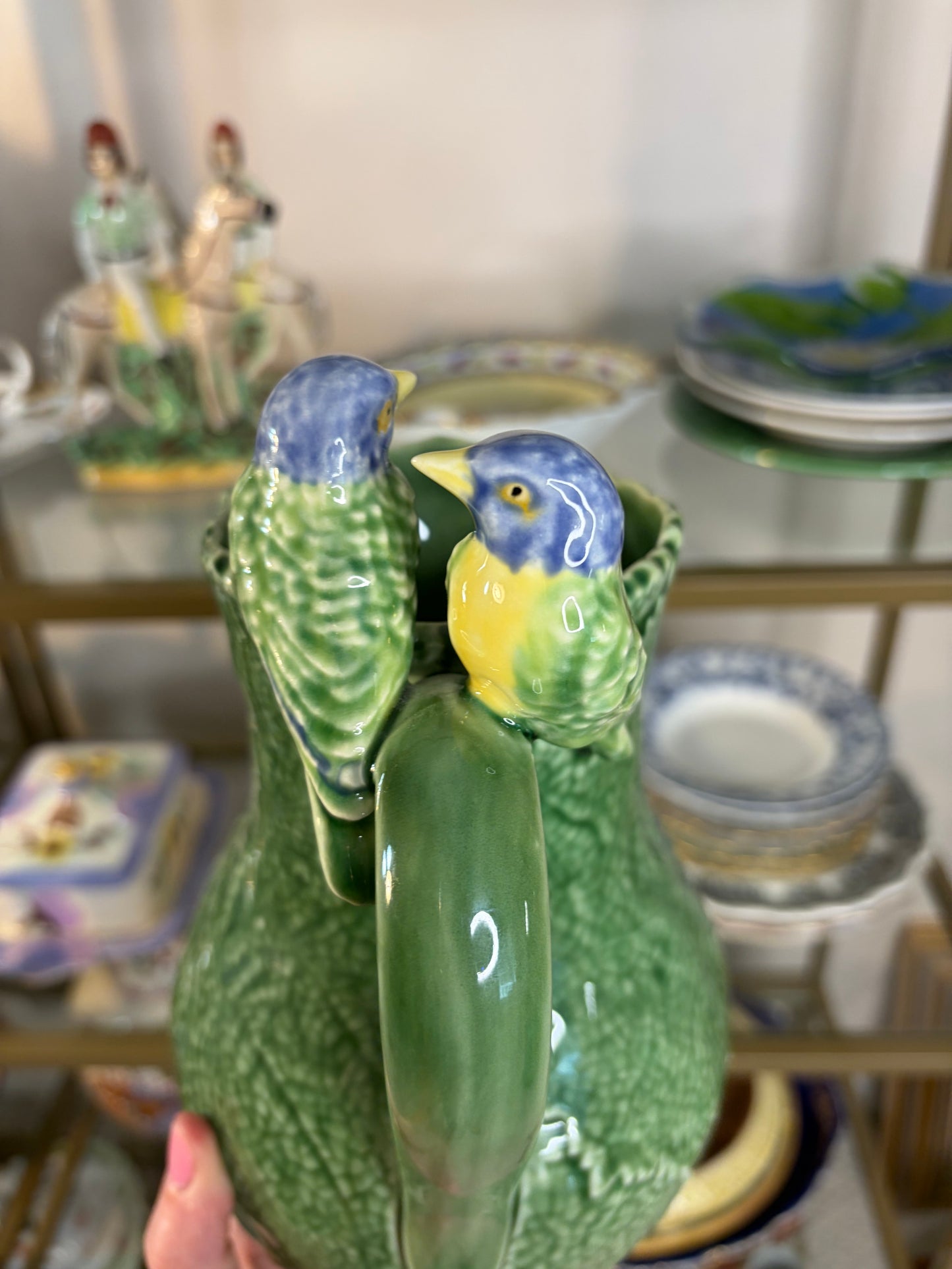 Beautiful Bordallo Pinheiro for Williams-Sonoma pitcher with birds!