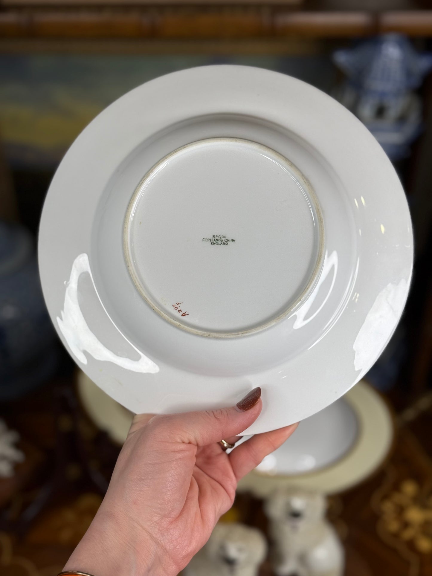 RARE Set (3) Wide-Rim Bowls, Antique Spode Copeland (custom order, 1927) Private yacht burgee service china - New York Yacht Club - PRISTINE!