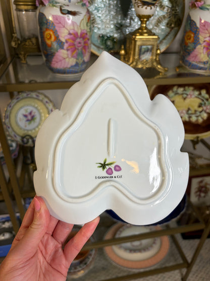 Godinger and Co. leaf dish with handle featuring butterflies!
