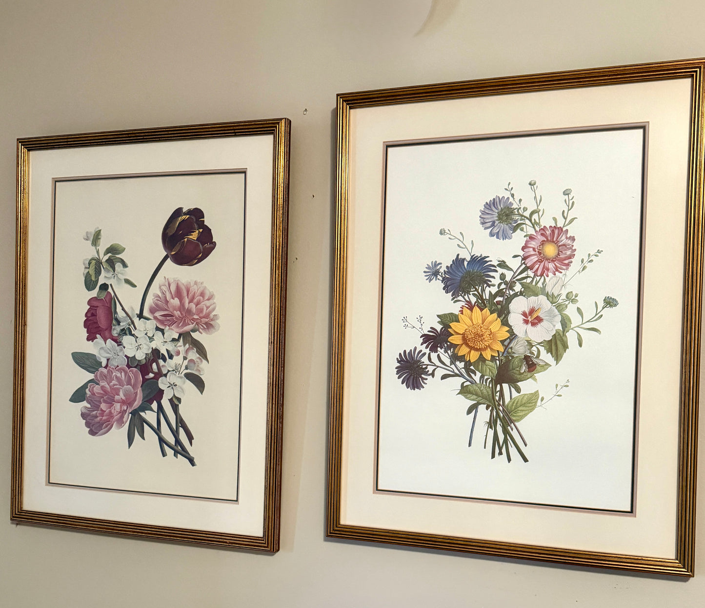 Beautiful set of two vintage botanical lithography and style wall art 25 x 19 ea