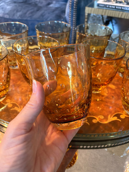 Set (12) Amber Bubble Glasses