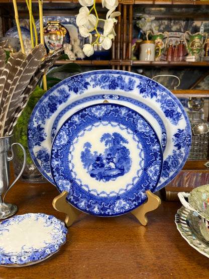 Royal Doulton Watteau Flow Blue Ceramic Stand | Blue & White | c.1900 | 9” D | #DA4588