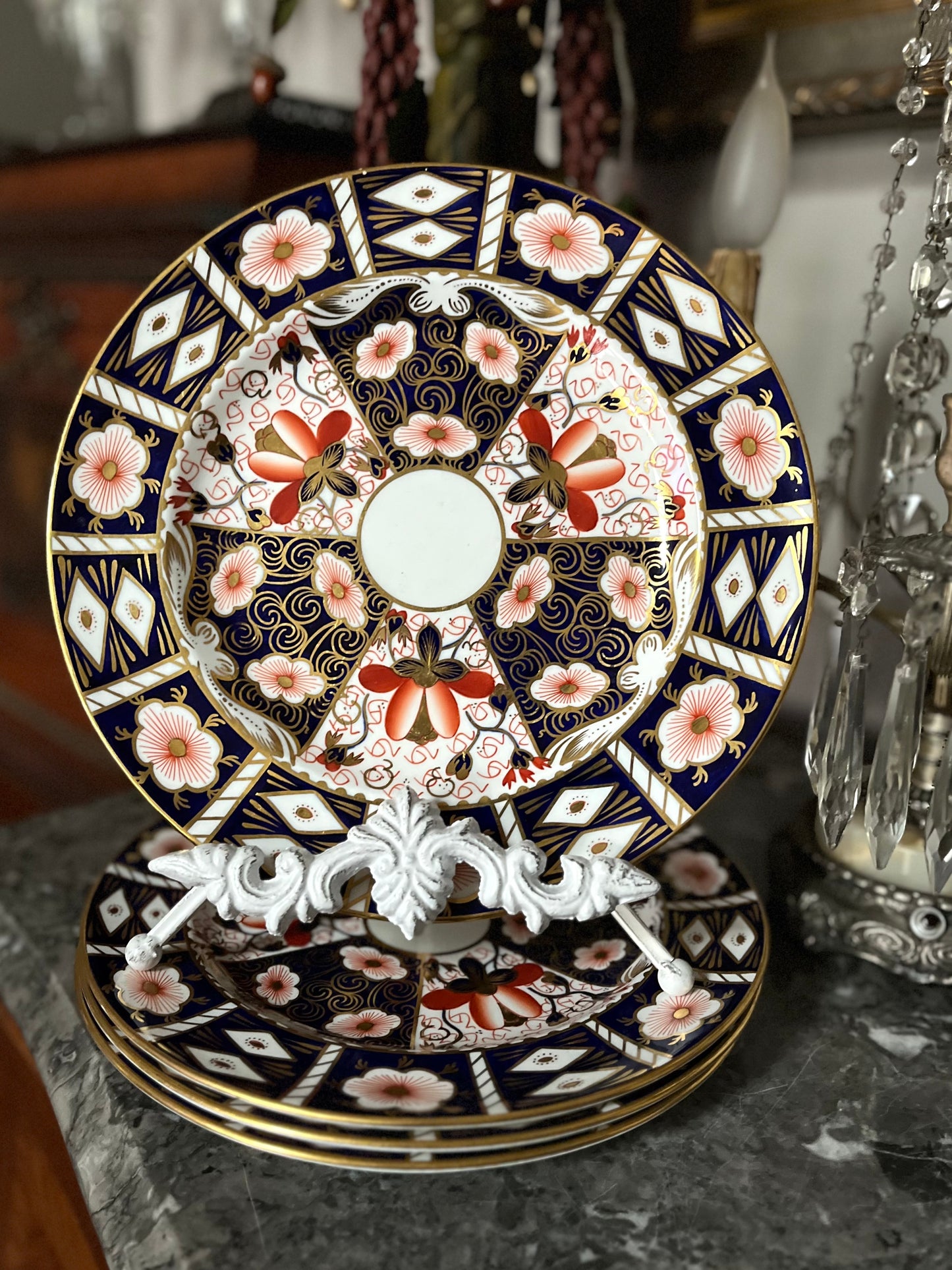 Regal English Royal Crown Derby for Tiffany & Co Imari Dinner Plates 10 1/2” - Set Of 4