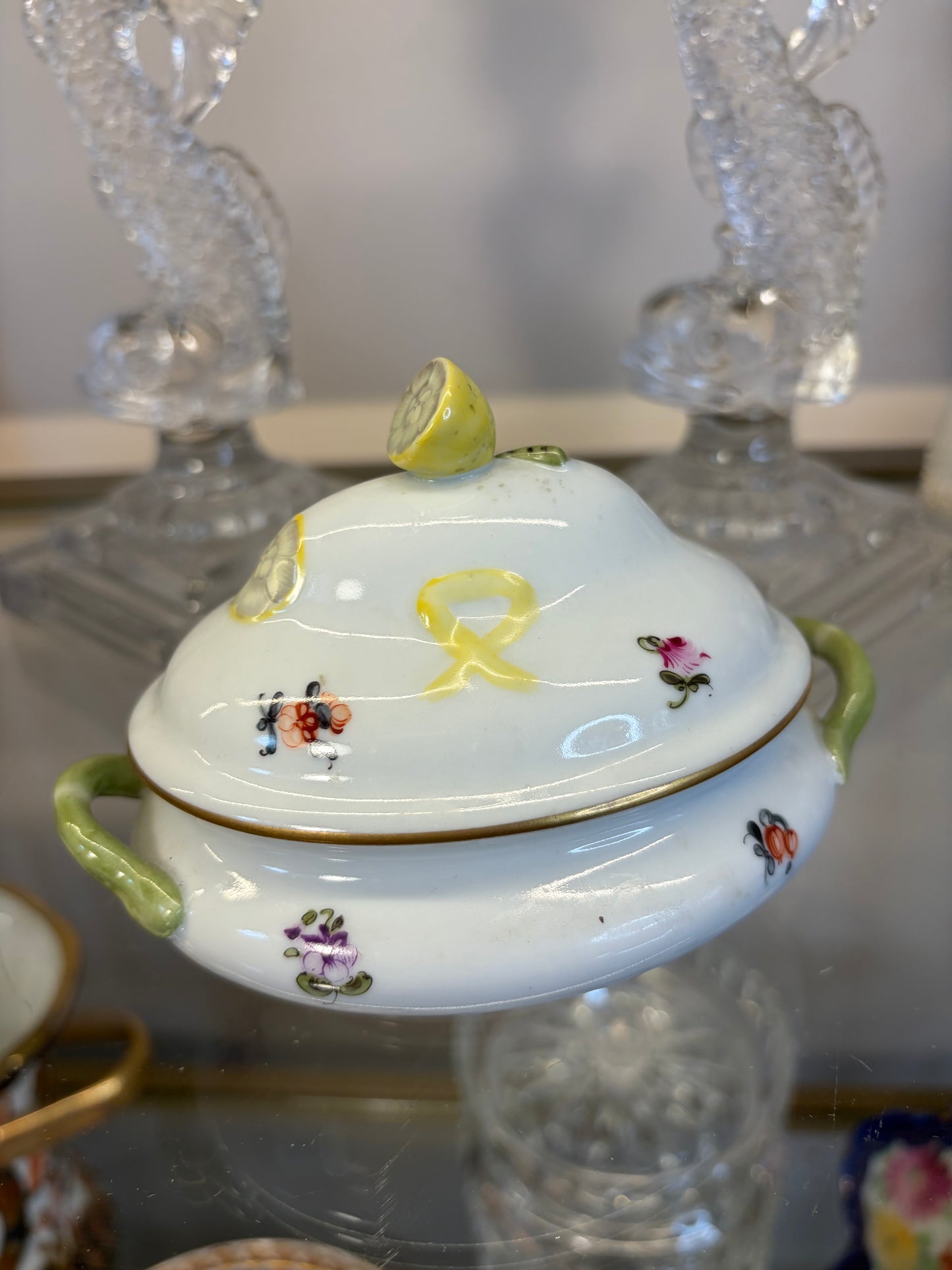 Stunning Herend mini tureen with lemon finial!