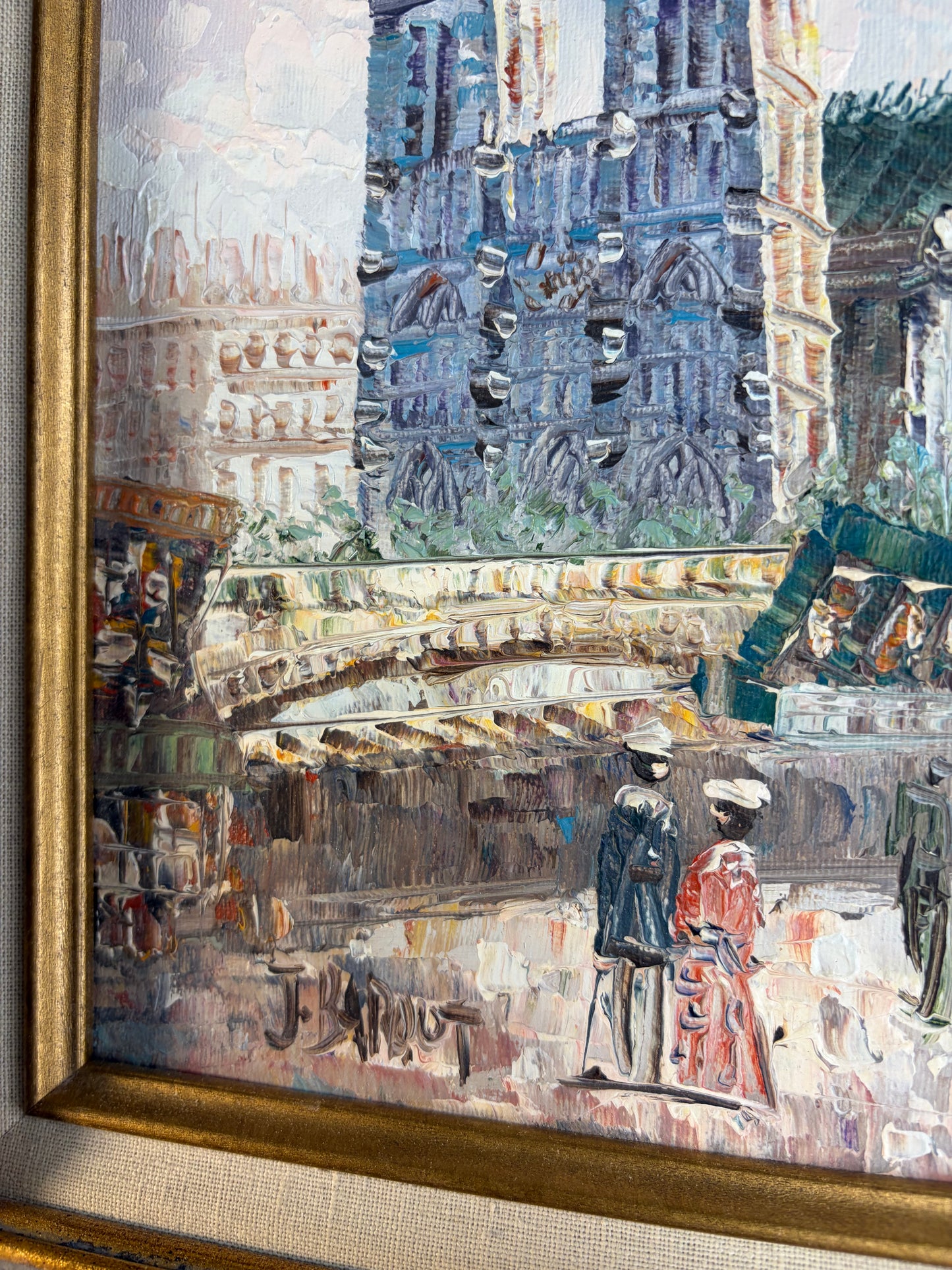 Gorgeous signed and framed Paris artwork featuring Notre Dame!