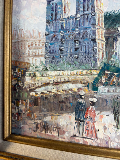 Gorgeous signed and framed Paris artwork featuring Notre Dame!