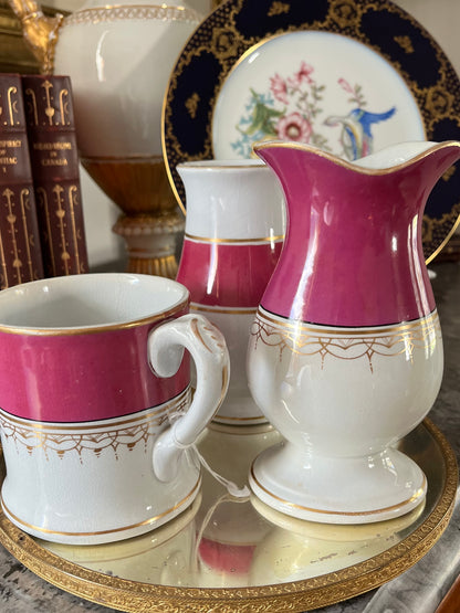 Live 09/15 19th Century Ott & Brewer Etruria Pink Porcelain Bathroom Vanity Set 1871-1874