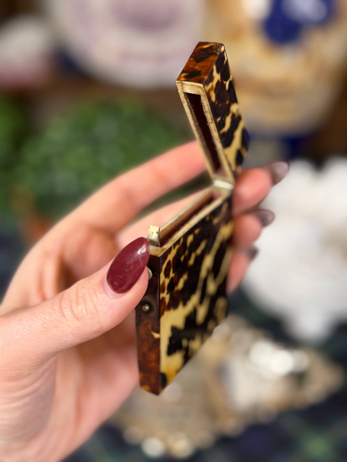 Antique Miniature Tortoiseshell Calling Card Case | Petite Victorian Card Case | 2” x 3”