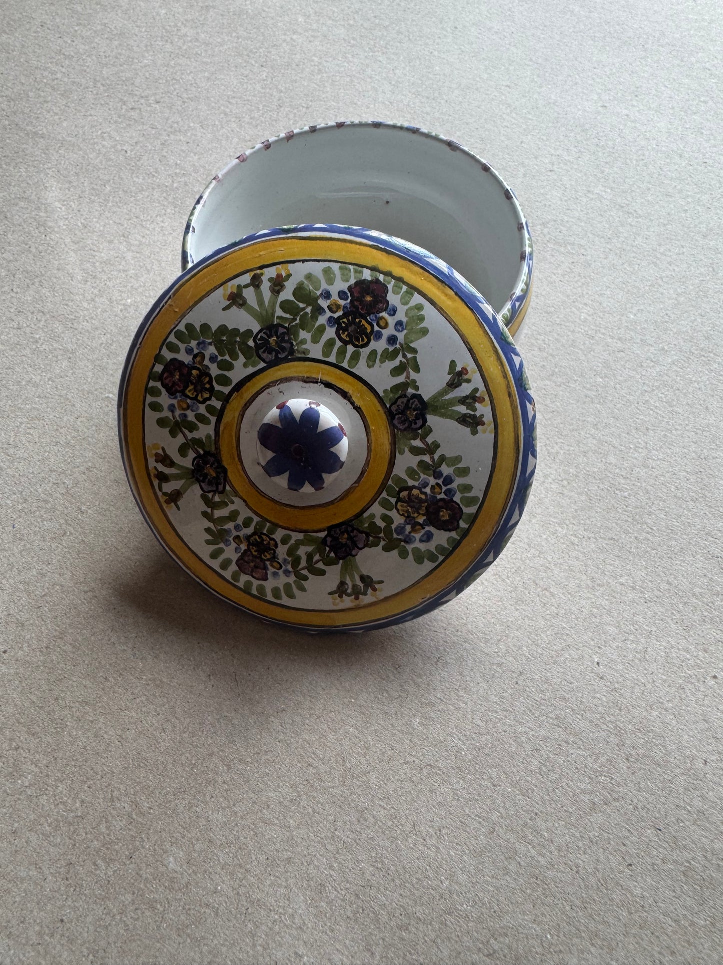 Hand-Painted Portuguese Lidded Sugar Bowl | F.F. Marques Celeste