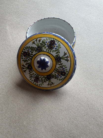 Hand-Painted Portuguese Lidded Sugar Bowl | F.F. Marques Celeste
