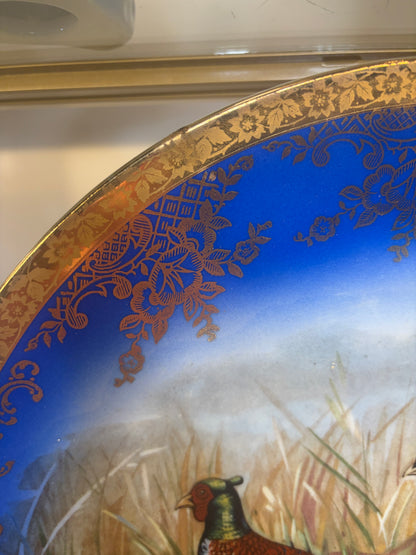 Lovely Bavaria pheasants platter with gold rim!