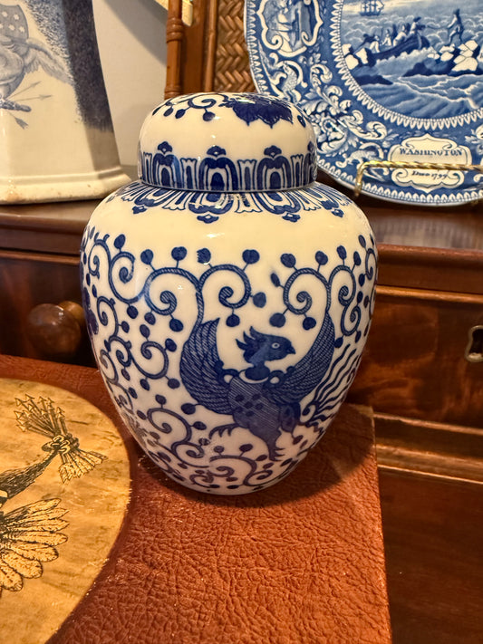 Darling Mini Blue & White 5.5” Lidded Ginger Jar - Pristine!
