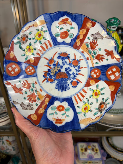 Antique Imari plate with scalloped edges and fish!