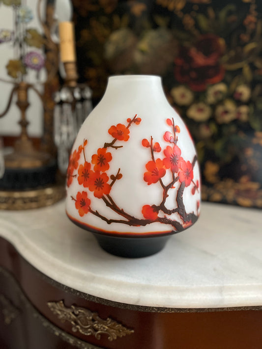 Stunning French Cameo Blossom Vase After Gallé