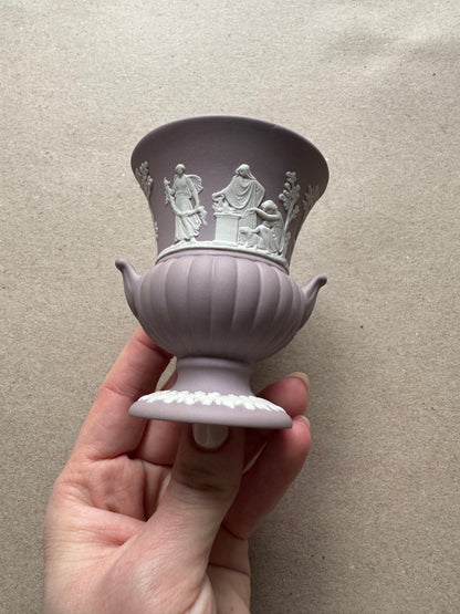 Lilac Wedgewood small vase with handles 3.5 tall 3 diameter