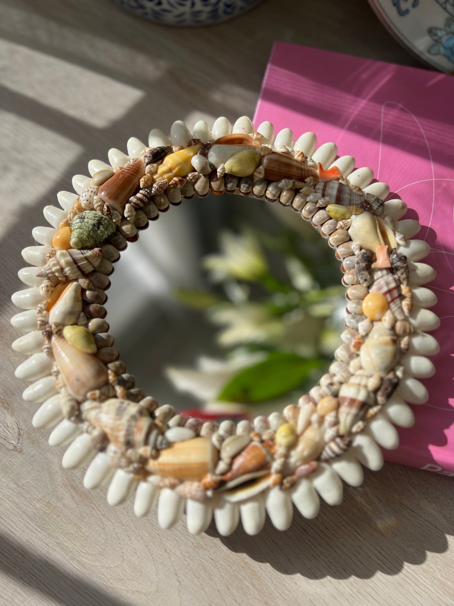 Vintage Sea Shell Wall Mirror with Hook