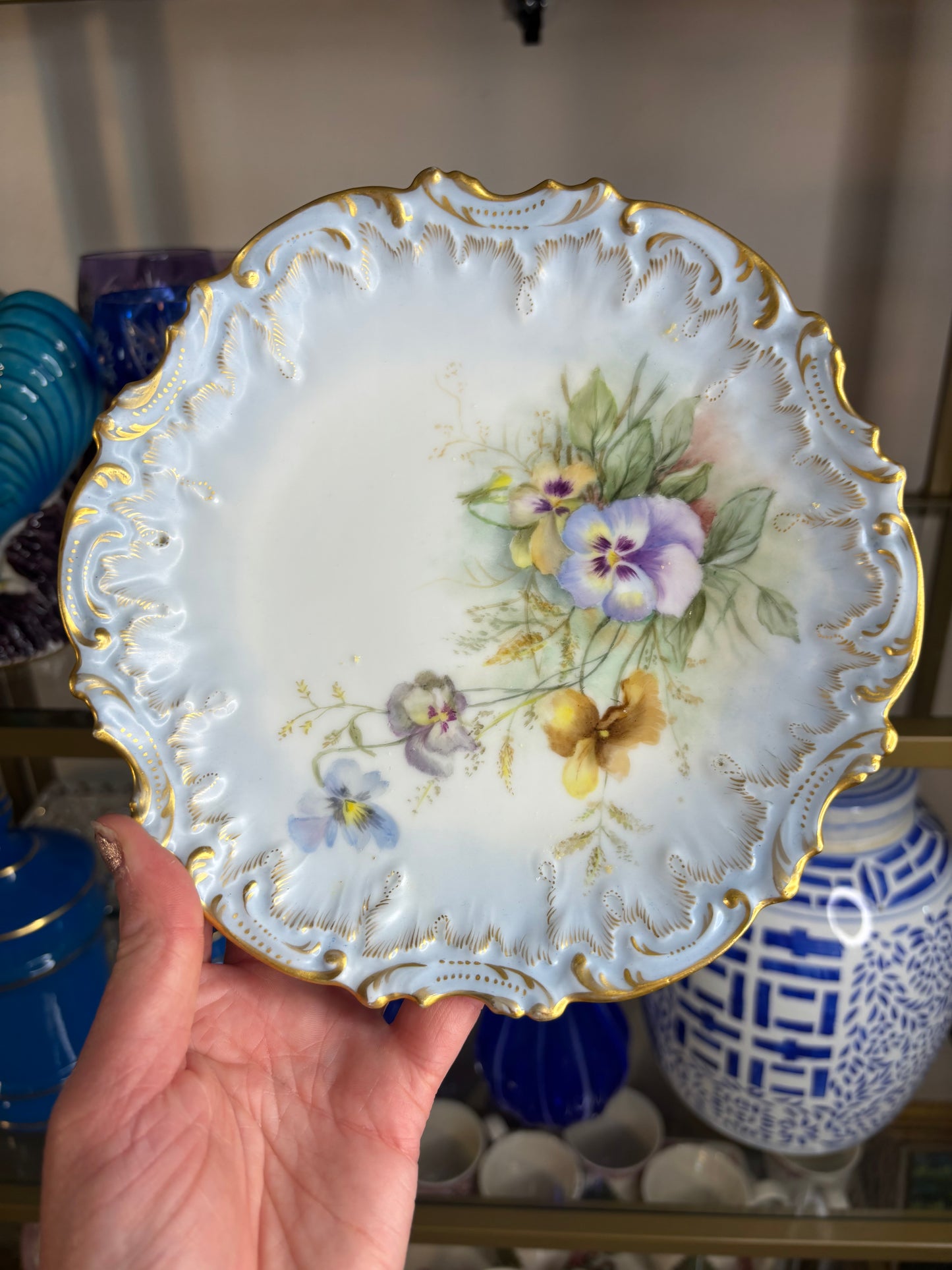 Gorgeous Limoges plate set with gold and florals! As is!