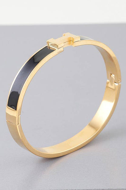 Bright H Cuff Bracelet BDBA327: Gold navy