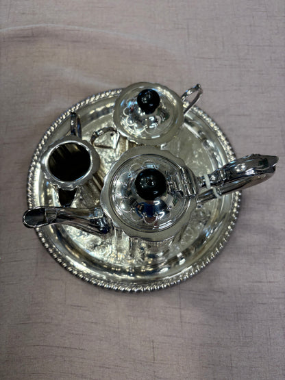 Stunning Barker Ellis three piece tea set! Includes pitcher, creamer, and sugar!