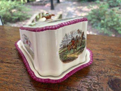 Stunning antique Copeland Spode hunting scene cheese dome!